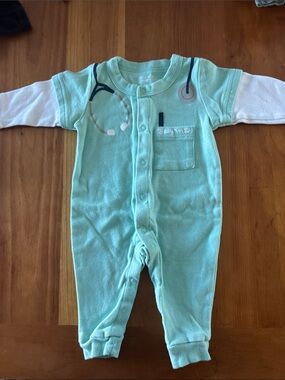 Baby Aspen Mint and White Doctor-Themed One-Piece Bodysuit